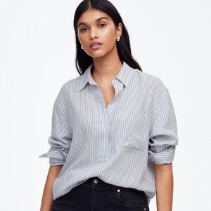 [NWT] Madewell Drapey Long-Sleeve Popover Shirt in Stripe